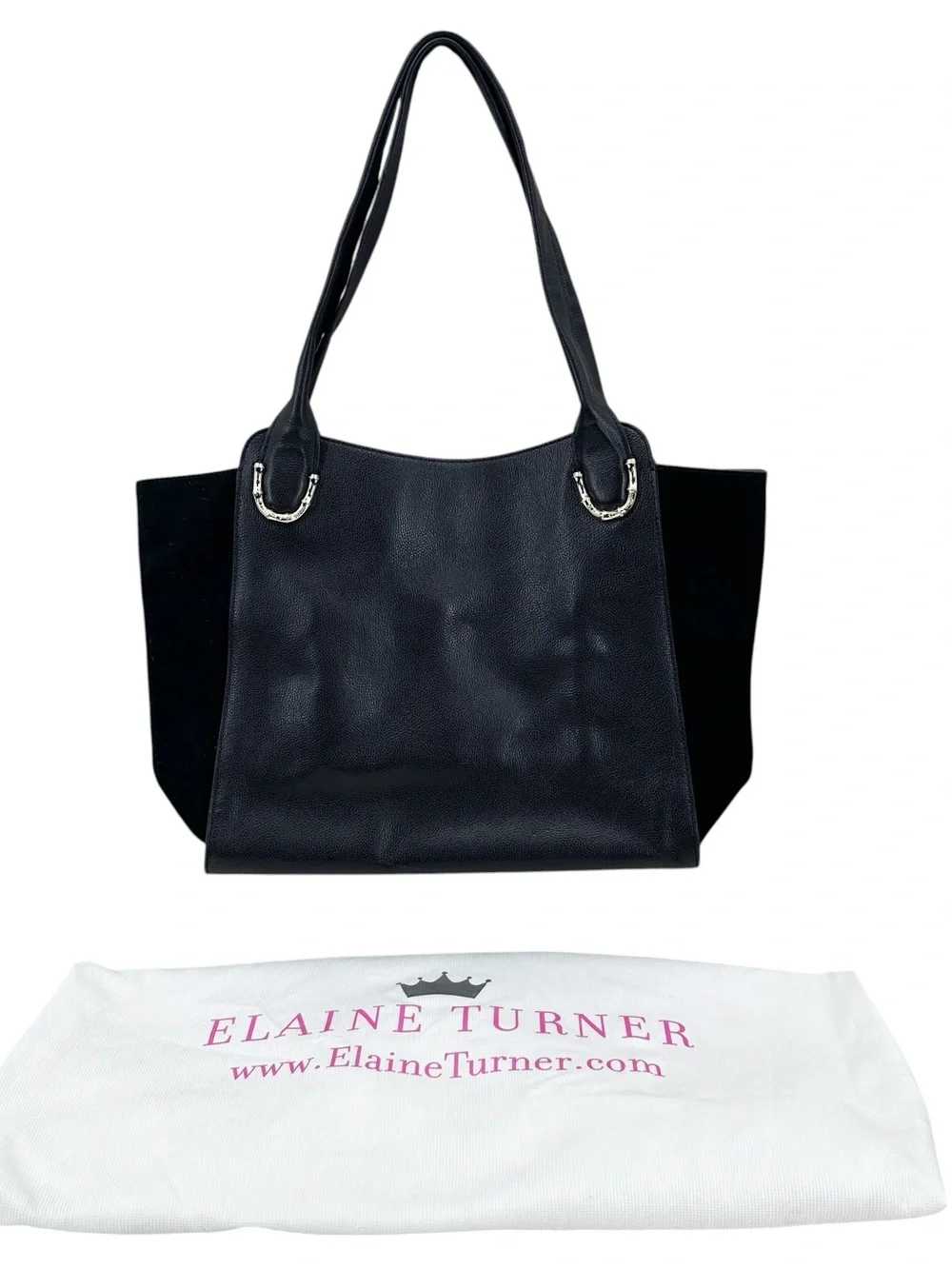 ELAINE TURNER Purse Leather Suede Handbag Shoulder Bag Black